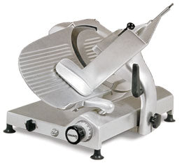 <img src="https://cdn.shopify.com/s/files/1/0084/6109/0875/products/C300_2.jpg?v=1572712368" alt="Omcan Meat Slicer, Manual, Gravity Feed, Carbon Steel Blade">